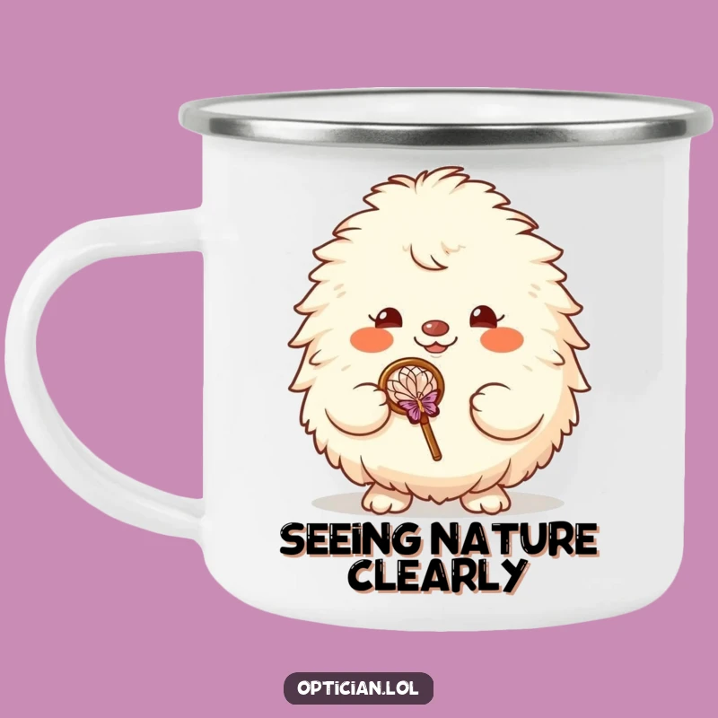Funny Fluffy Creature Enamel Camping Mug - Hilarious Outdoor Adventure Gift