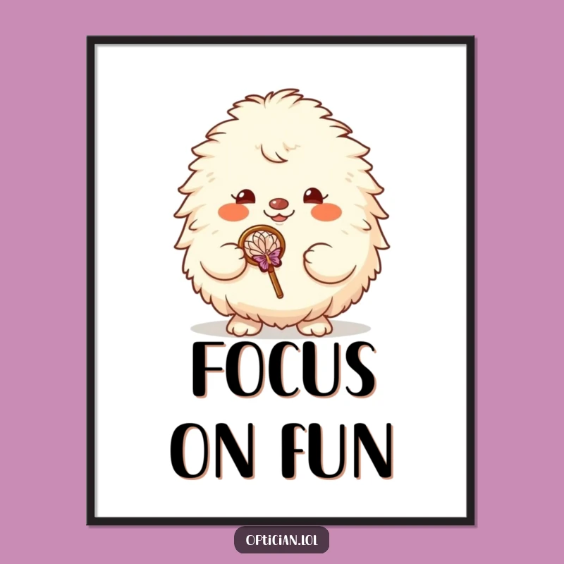 Funny Fluffy Creature Digital Art - Cheerful Grin Glasses Instant Download